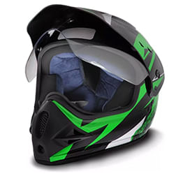 Capacete Motocross EBF Super Motard Iron Preto Verde e Branco