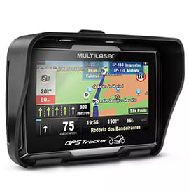 GPS Moto com Suporte Multilaser Tracker GP040 2 4,3 Pol Alerta Radar Bluetooth Resistente Água