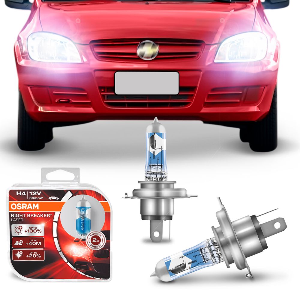Par Lâmpada Osram Halógena H4 Gm Celta 2000 a 2014 3900K Night Breaker Laser 55W 12V Farol Menor preço em Par Lâmpada Osram Halógena H4 Gm Celta 2000 a 2014 3900K Night Breaker Laser 55W 12V Farol