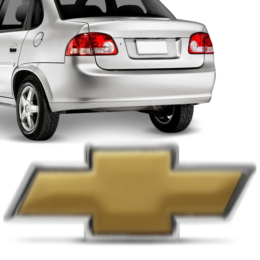 Menor preço em Emblema Porta Malas Adesivo Chevrolet Gravata Dourado GM Corsa Sedan 2010 e 2011 12,0 x 5,0cm