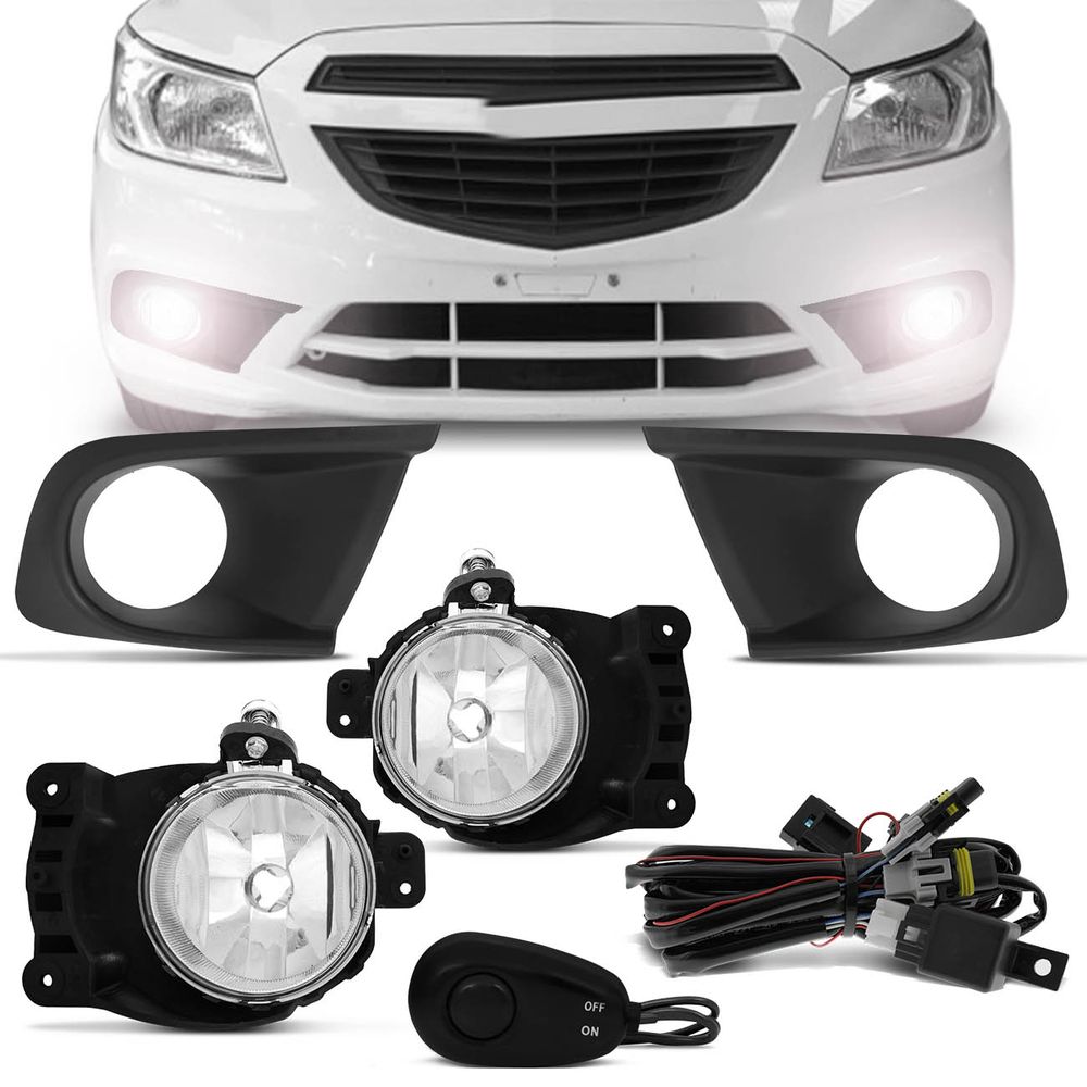 Kit Farol Milha Onix Prisma Joy 2017 2018 2019 Moldura Preta Auxiliar Neblina Menor preço em Kit Farol Milha Onix Prisma Joy 2017 2018 2019 Moldura Preta Auxiliar Neblina