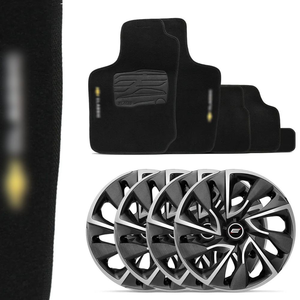 Kit Tapete Corsa Classic 03 a 13 Preto + Calota Esportiva DS4 Aro 14 Grafite e Prata Menor preço em Kit Tapete Corsa Classic 03 a 13 Preto + Calota Esportiva DS4 Aro 14 Grafite e Prata