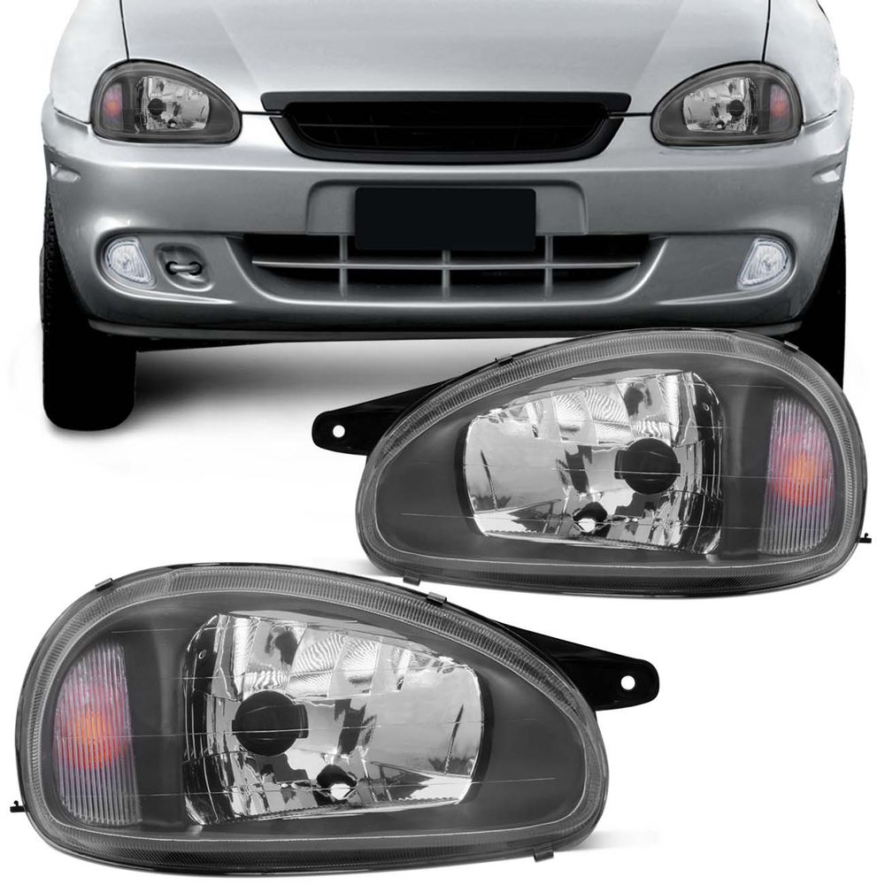Farol Corsa Hatch Sedan Pick up Wagon Wind 94 a 2002 Classic 2003 a 2010 Máscara Negra Menor preço em Farol Corsa Hatch Sedan Pick up Wagon Wind 94 a 2002 Classic 2003 a 2010 Máscara Negra