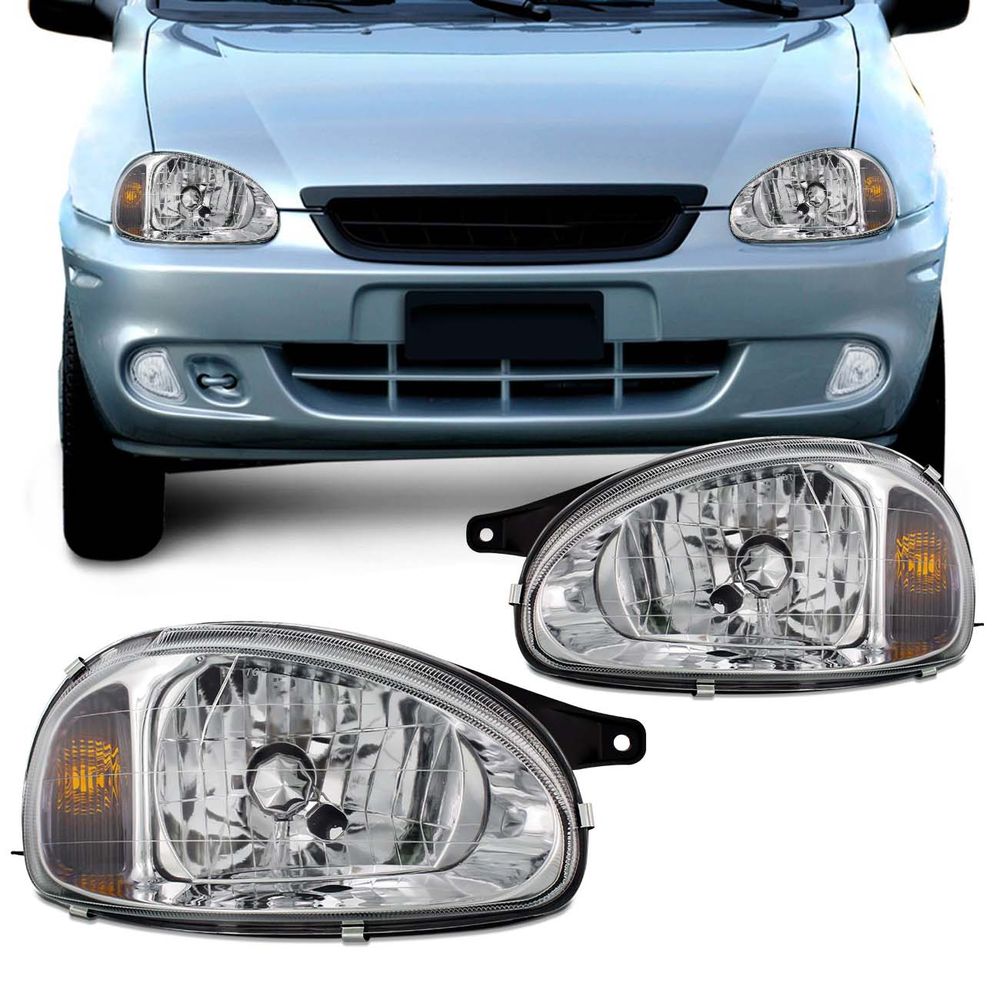 Par Farol Corsa Hatch Sedan Pick up Wagon Classic 94 a 10 Foco Simples Menor preço em Par Farol Corsa Hatch Sedan Pick up Wagon Classic 94 a 10 Foco Simples