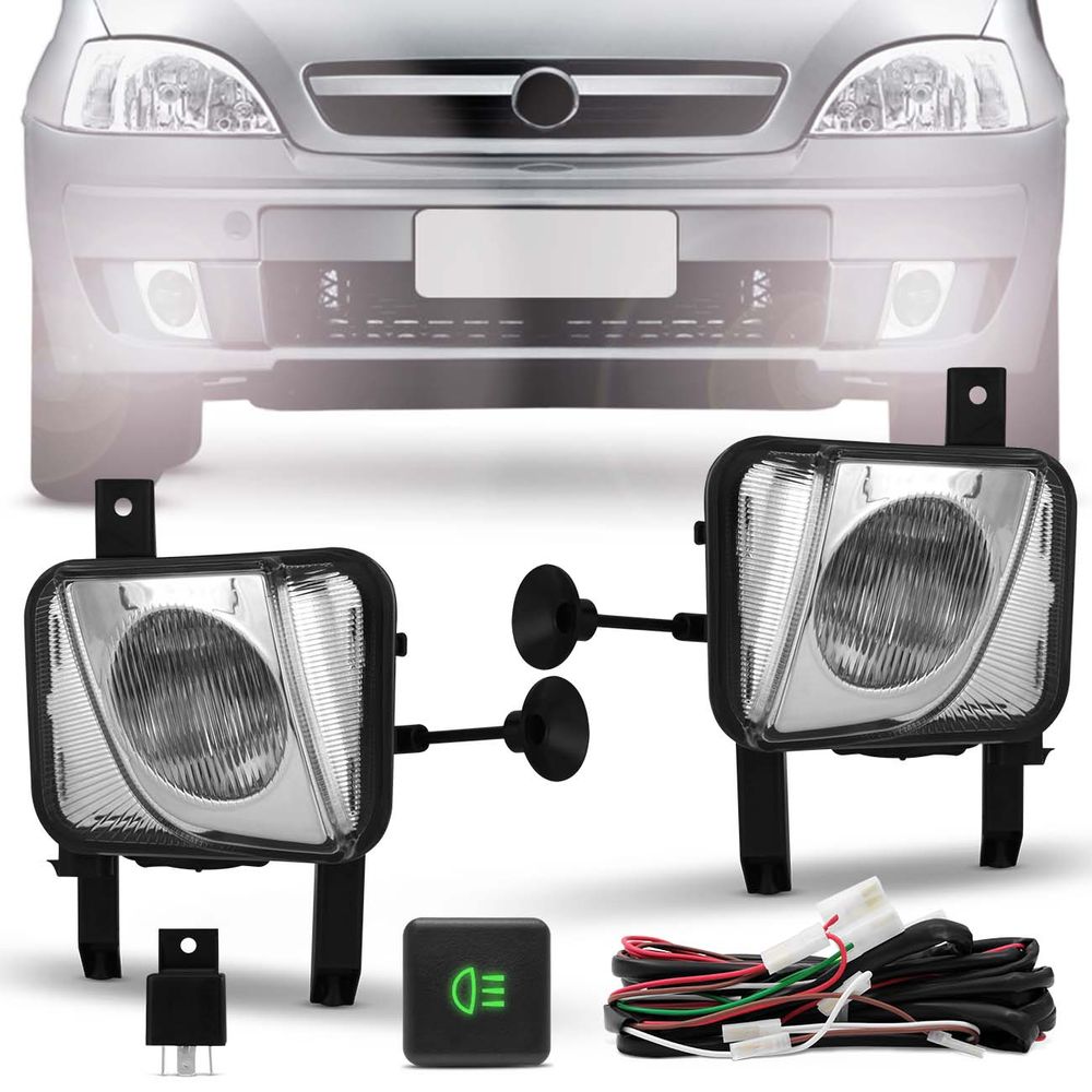 Kit Farol De Milha Corsa Sedan Hatch Meriva 03 a 12 Montana 03 a 10 Auxiliar Neblina Menor preço em Kit Farol De Milha Corsa Sedan Hatch Meriva 03 a 12 Montana 03 a 10 Auxiliar Neblina