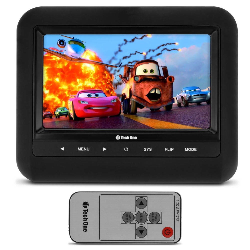 Tela Encosto De Cabeça Acoplável 7" LCD Modelo Escravo Universal com Controle Remoto Preto Tech One Menor preço em Tela Encosto De Cabeça Acoplável 7" LCD Modelo Escravo Universal com Controle Remoto Preto Tech One
