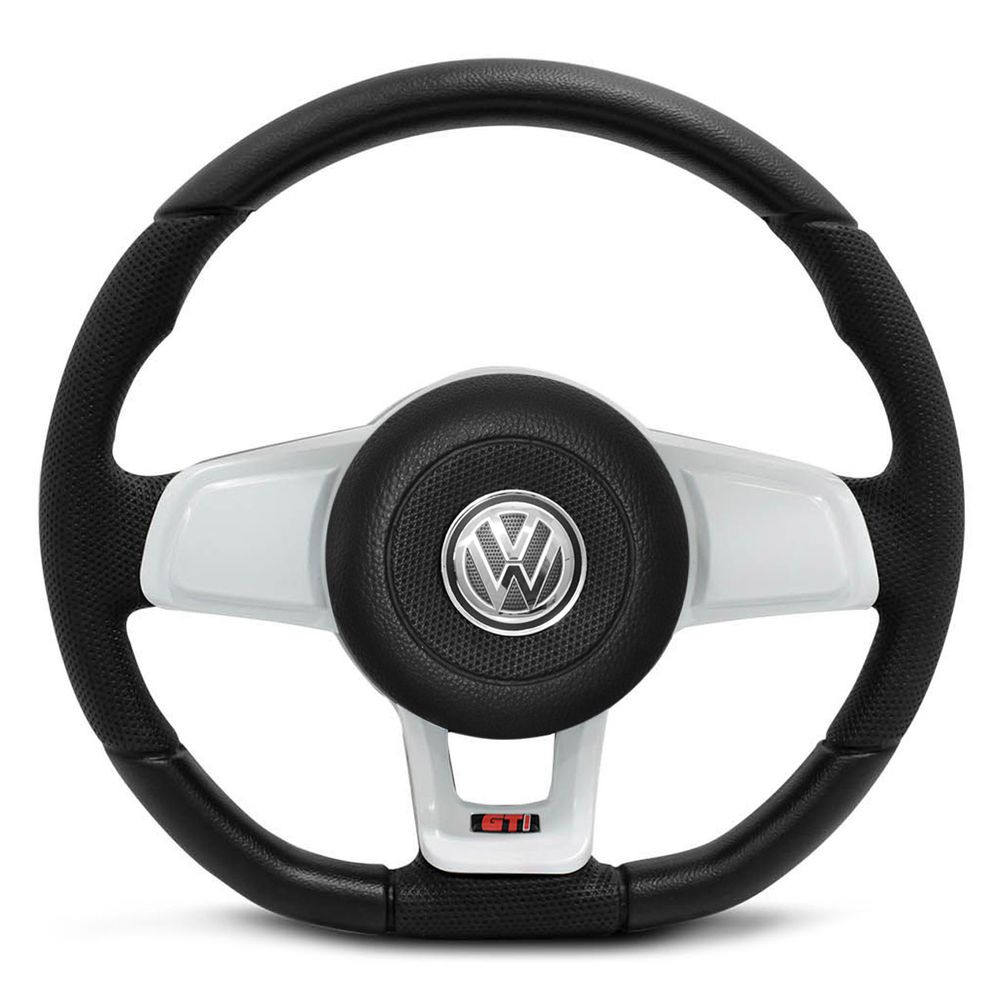 Volante Esportivo Golf GTI MK7 Base Reta Gol Parati Saveiro Santana 1991 a 2013 Branco com Cubo Menor preço em Volante Esportivo Golf GTI MK7 Base Reta Gol Parati Saveiro Santana 1991 a 2013 Branco com Cubo