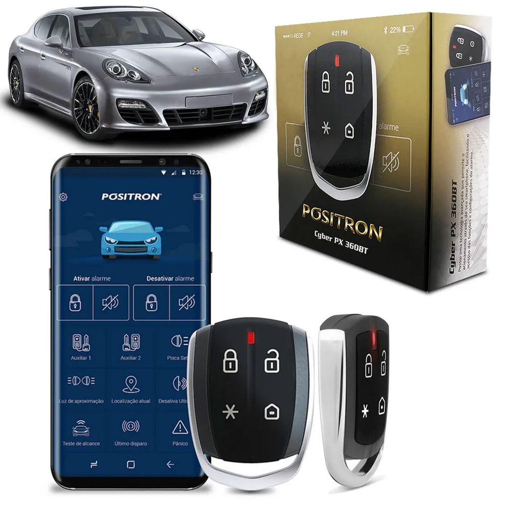 Alarme de Carro Pósitron Cyber PX360BT Universal Pânico Presença Bloqueio Bluetooth Smartphone Menor preço em Alarme de Carro Pósitron Cyber PX360BT Universal Pânico Presença Bloqueio Bluetooth Smartphone