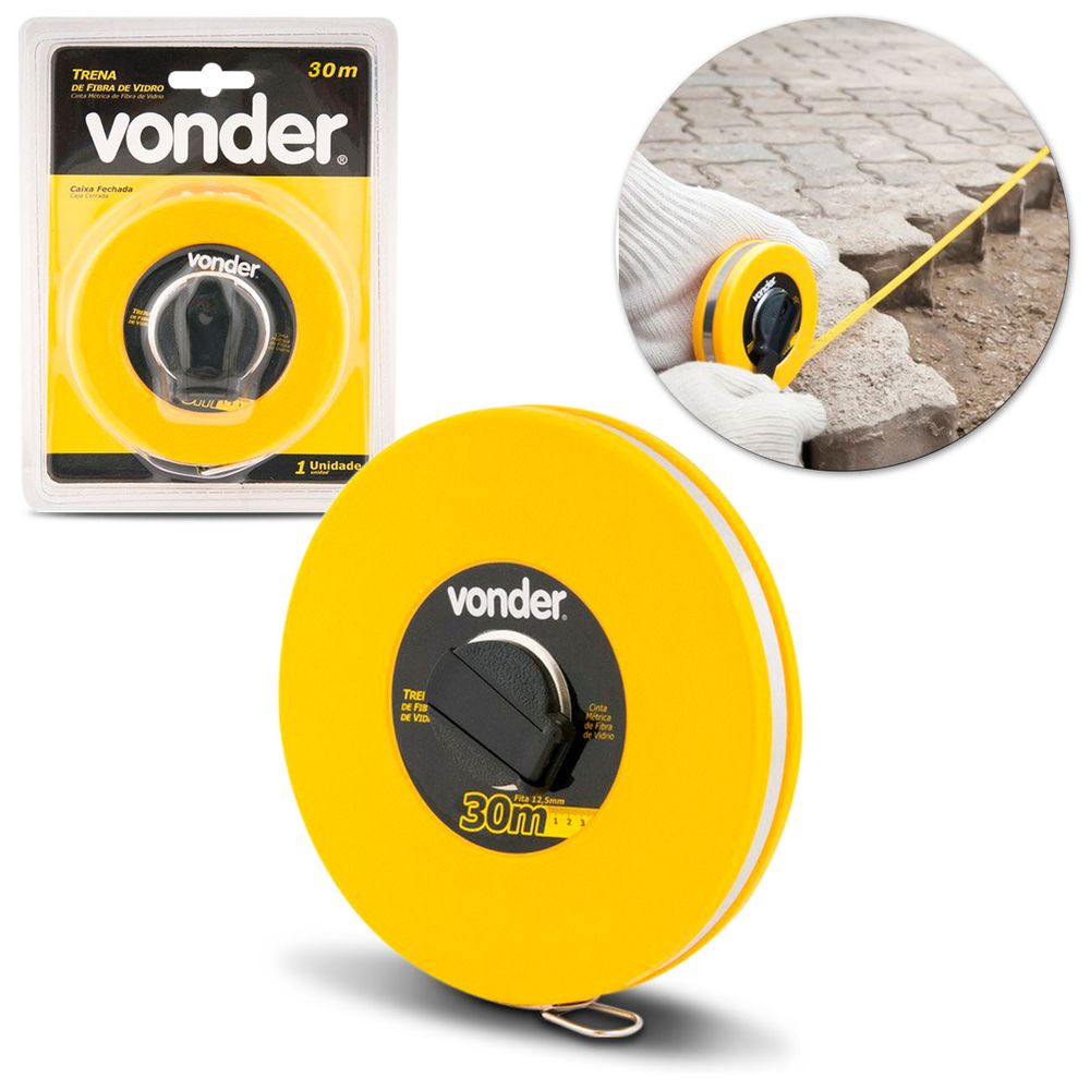 Trena Longa 30 Metros Fechada Fita Fibra de Vidro com Manivela para Medições em Geral Vonder Menor preço em Trena Longa 30 Metros Fechada Fita Fibra de Vidro com Manivela para Medições em Geral Vonder
