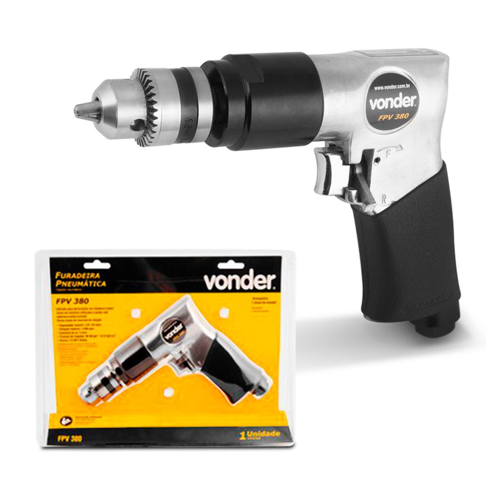 Furadeira Pneumática Vonder FPV380 Mandril 3/8 Pol 10mm Alumínio Reforçado para Madeira e Metal Menor preço em Furadeira Pneumática Vonder FPV380 Mandril 3/8 Pol 10mm Alumínio Reforçado para Madeira e Metal