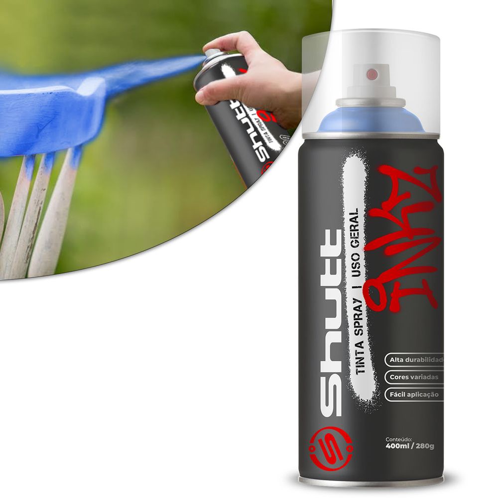 Tinta Spray Azul Celeste para Uso Geral em Metal Madeira Gesso Cerâmica Líquido 400ml Shutt é ruim? Tinta Spray Azul Celeste para Uso Geral em Metal Madeira Gesso Cerâmica Líquido 400ml Shutt é boa?