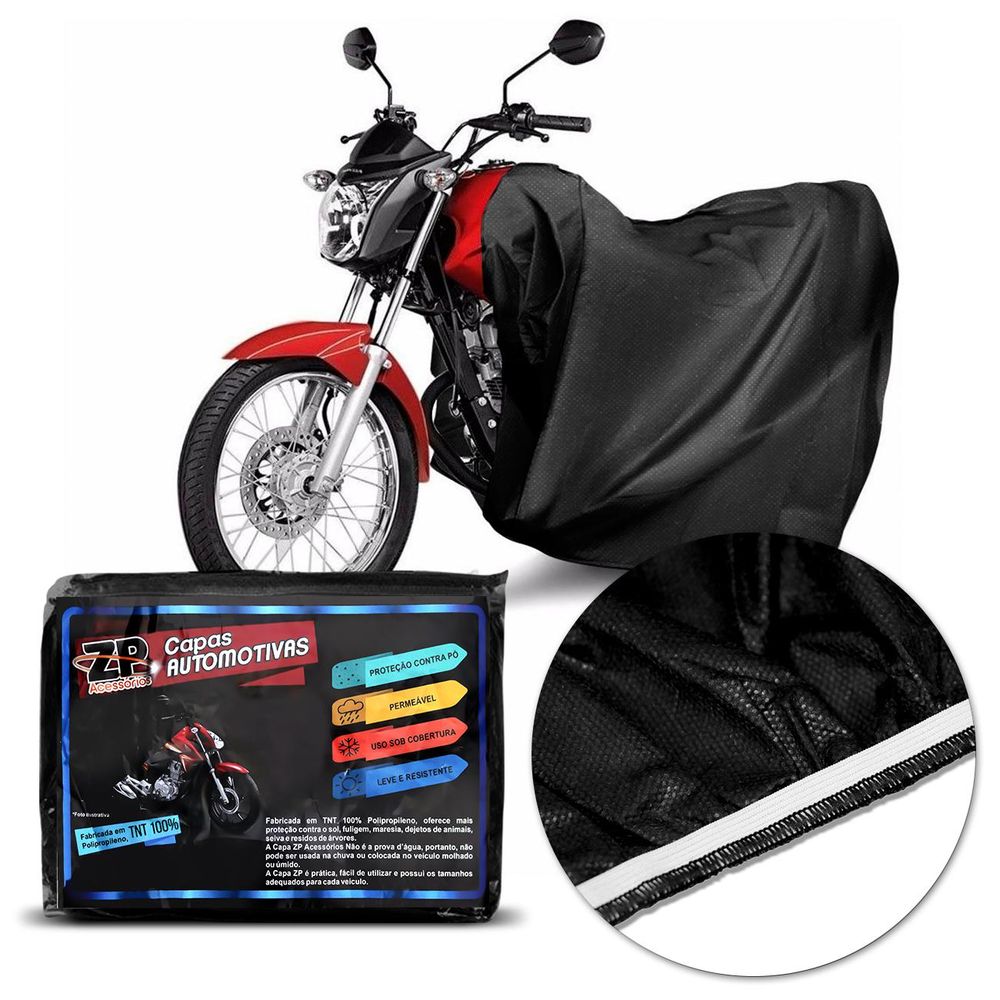 Capa para Cobrir Moto Proteção Permeável Raios UV com Elástico Universal Preta Menor preço em Capa para Cobrir Moto Proteção Permeável Raios UV com Elástico Universal Preta