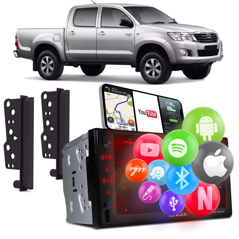 Central Multimídia Corolla Hilux SW4 Filder RAV4 2 Din 7" Bluetooth Espelhamento Android Iphone Waze Menor preço em Central Multimídia Corolla Hilux SW4 Filder RAV4 2 Din 7" Bluetooth Espelhamento Android Iphone Waze