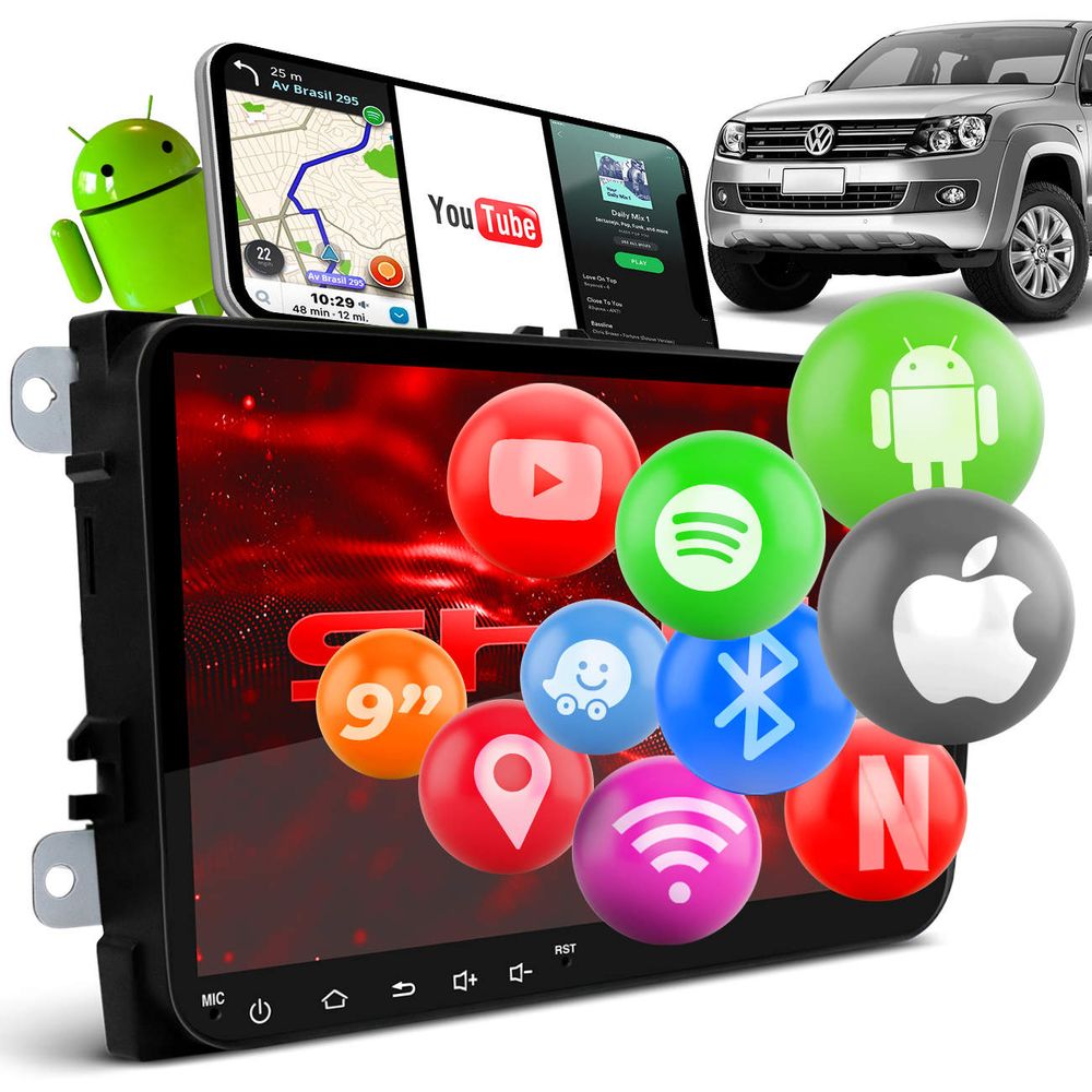Central Multimídia Android Amarok 14 a 20 GPS 9" Espelhamento Wi-fi Iphone Android Bluetooth Shutt Menor preço em Central Multimídia Android Amarok 14 a 20 GPS 9" Espelhamento Wi-fi Iphone Android Bluetooth Shutt