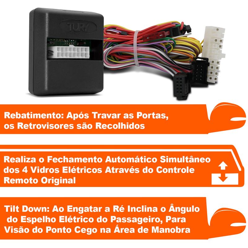 Módulo de Retrovisores Elétricos Tilt Down e Rebatimento Tury Park