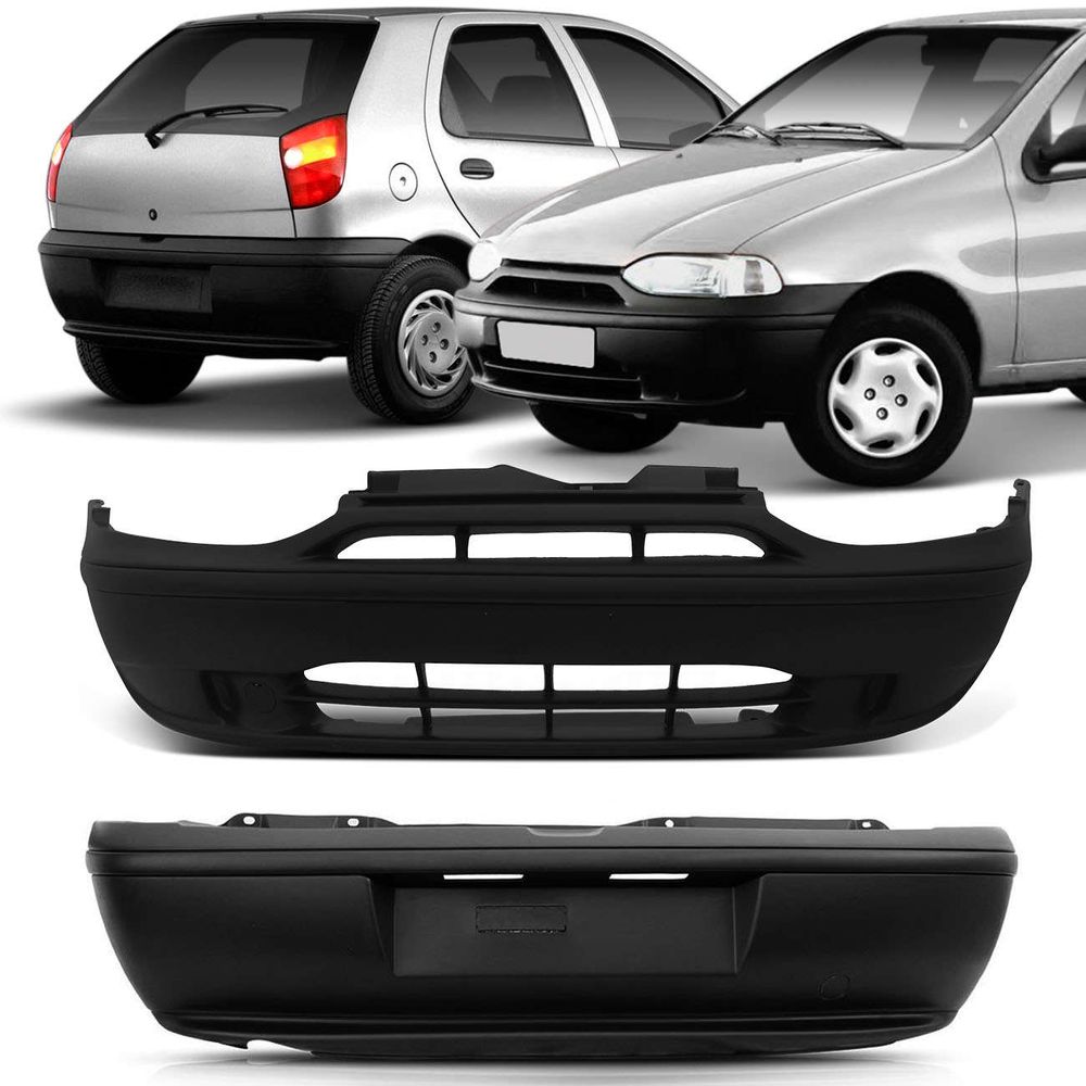 Kit Parachoque Dianteiro e Traseiro Palio 96 97 98 99 2000 2001 2002 Preto Liso sem Furo Milha Menor preço em Kit Parachoque Dianteiro e Traseiro Palio 96 97 98 99 2000 2001 2002 Preto Liso sem Furo Milha