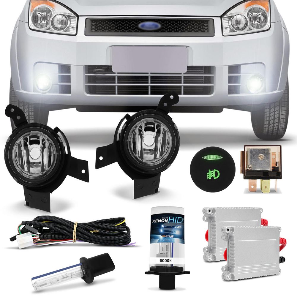 Kit Farol Milha Fiesta 2007 2008 2009 2010 Auxiliar Neblina + Kit Xênon 6000K Menor preço em Kit Farol Milha Fiesta 2007 2008 2009 2010 Auxiliar Neblina + Kit Xênon 6000K