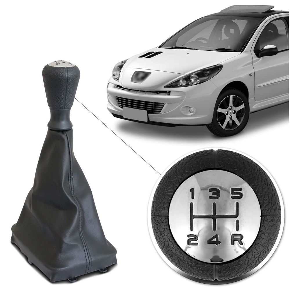 Kit Coifa De Cambio Bola Manopla Peugeot 206 207 2000 a 2015 Preta Bola Preta Lente Cromada Menor preço em Kit Coifa De Cambio Bola Manopla Peugeot 206 207 2000 a 2015 Preta Bola Preta Lente Cromada