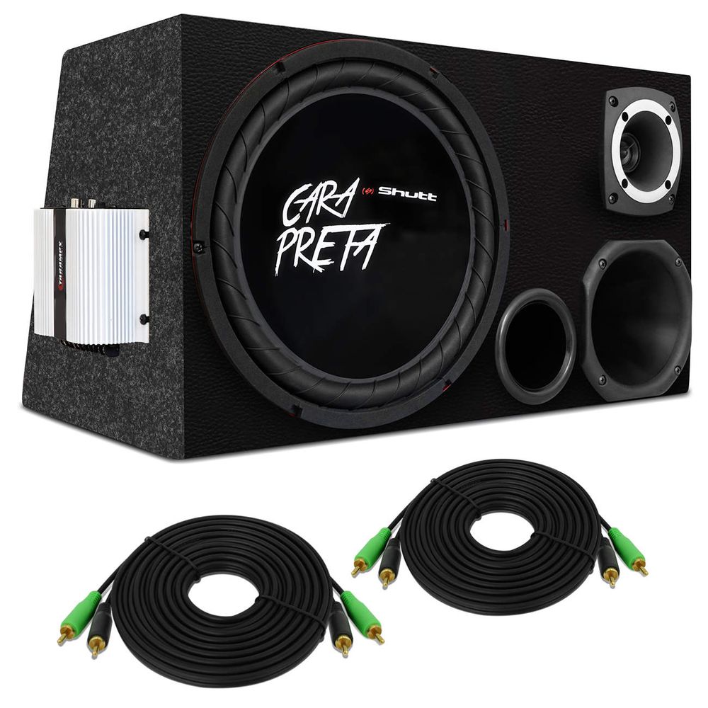 Caixa Trio Completa 640W Subwoofer Shutt Cara Preta 12" + Driver + Super Tweeter + Corneta + Módulo Menor preço em Caixa Trio Completa 640W Subwoofer Shutt Cara Preta 12" + Driver + Super Tweeter + Corneta + Módulo