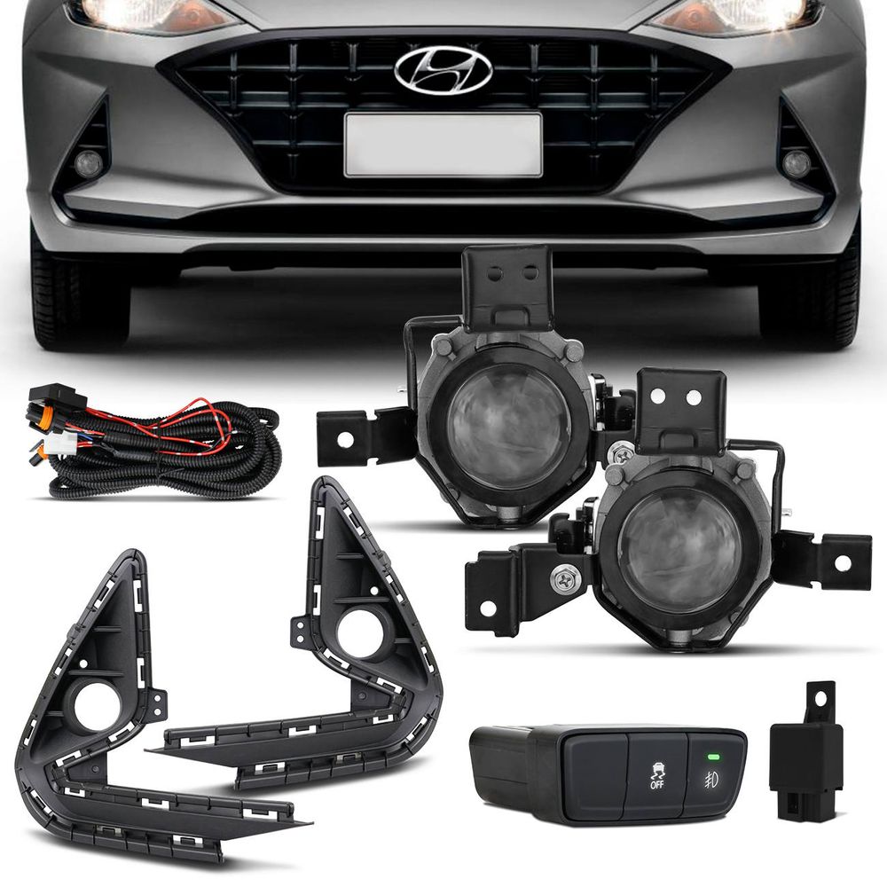Kit Farol de Milha HB20 HB20X HB20S 2020 2021 2022 Auxiliar Neblina com Moldura Preta Menor preço em Kit Farol de Milha HB20 HB20X HB20S 2020 2021 2022 Auxiliar Neblina com Moldura Preta