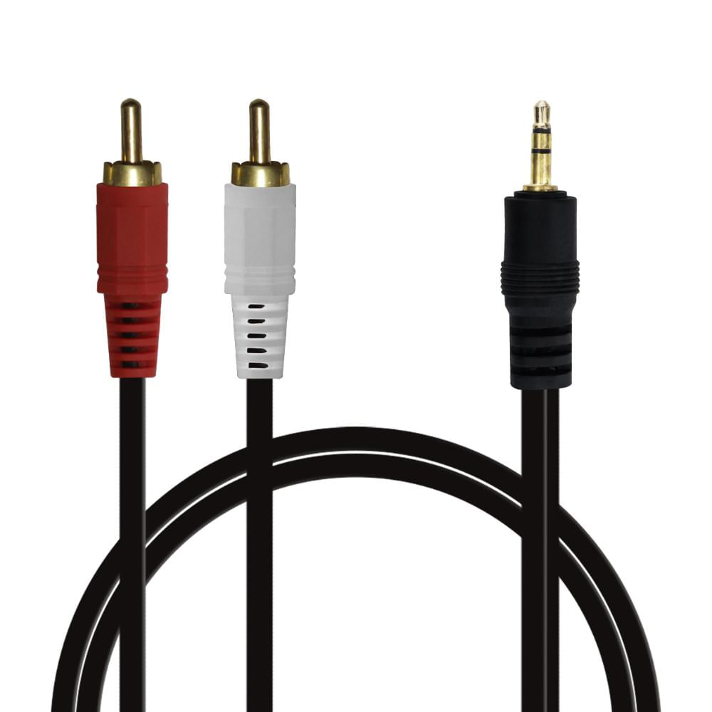 Cabo de Áudio P2 Estéreo para Conexão RCA em MP3 Player CD Player Celular Tablet Preto Menor preço em Cabo de Áudio P2 Estéreo para Conexão RCA em MP3 Player CD Player Celular Tablet Preto