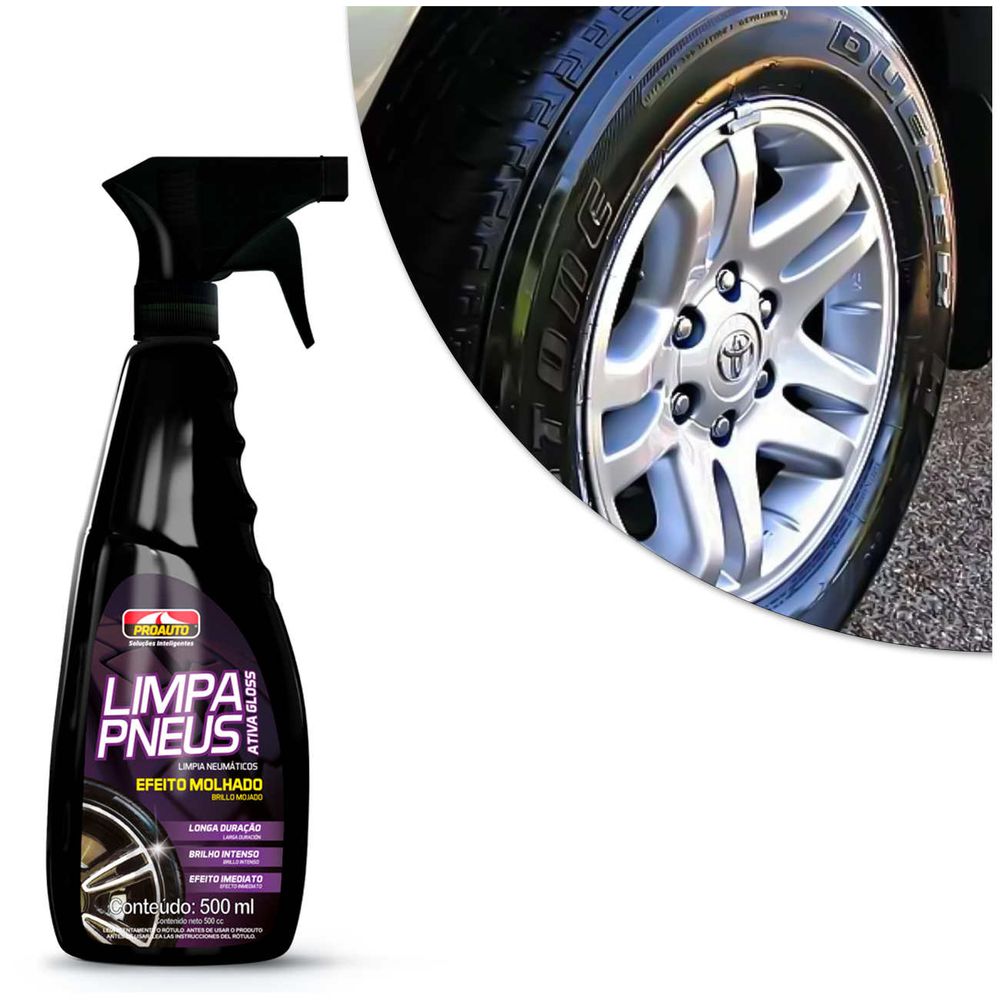 Pretinho Limpa Pneus Activa Gloss 500ml Efeito Molhado Proauto Menor preço em Pretinho Limpa Pneus Activa Gloss 500ml Efeito Molhado Proauto