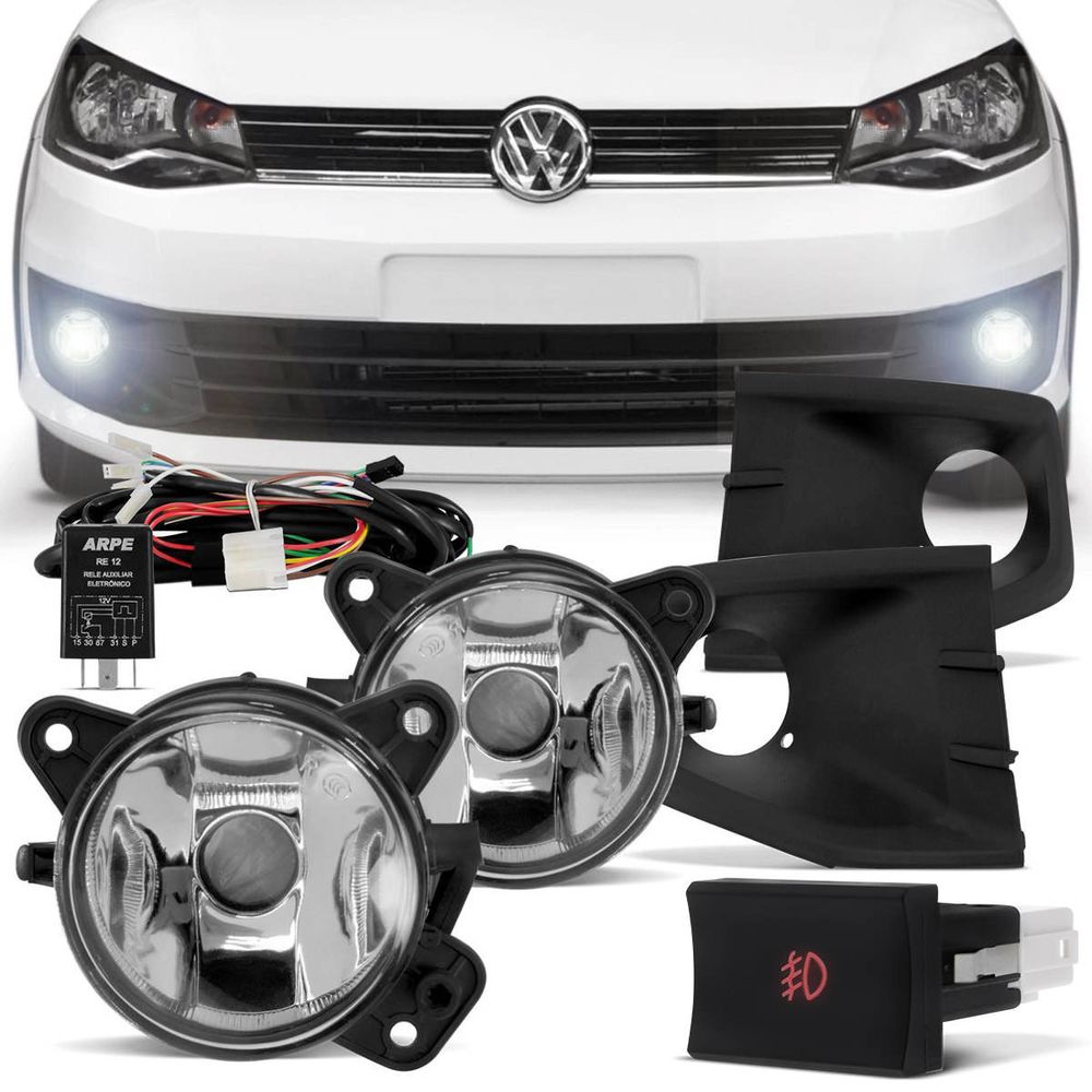 Kit Farol Milha Saveiro Trend Trooper G6 2013 2014 2015 2016 + Moldura Preta Menor preço em Kit Farol Milha Saveiro Trend Trooper G6 2013 2014 2015 2016 + Moldura Preta