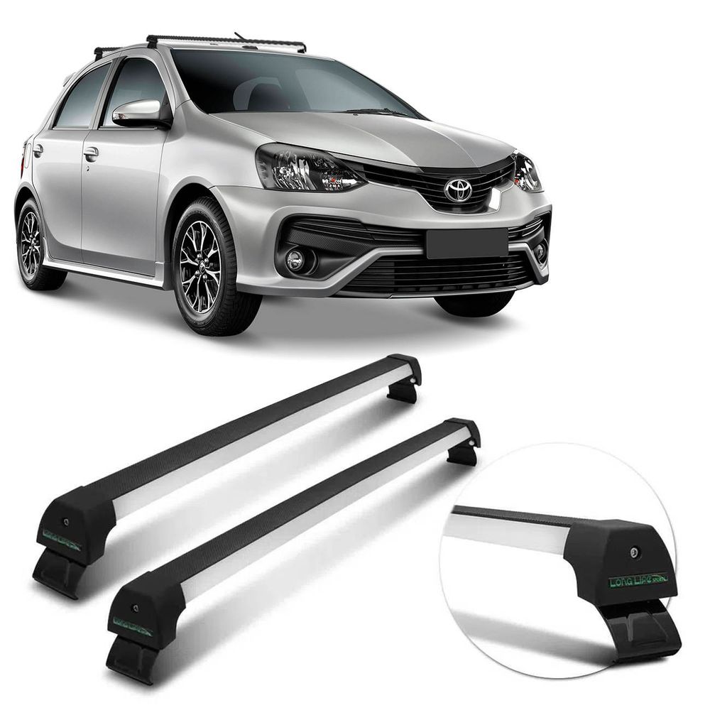 Rack de Teto Travessa Etios Hatch Sedan 2013 a 2021 Prata Suporta 45Kg Long Life Menor preço em Rack de Teto Travessa Etios Hatch Sedan 2013 a 2021 Prata Suporta 45Kg Long Life