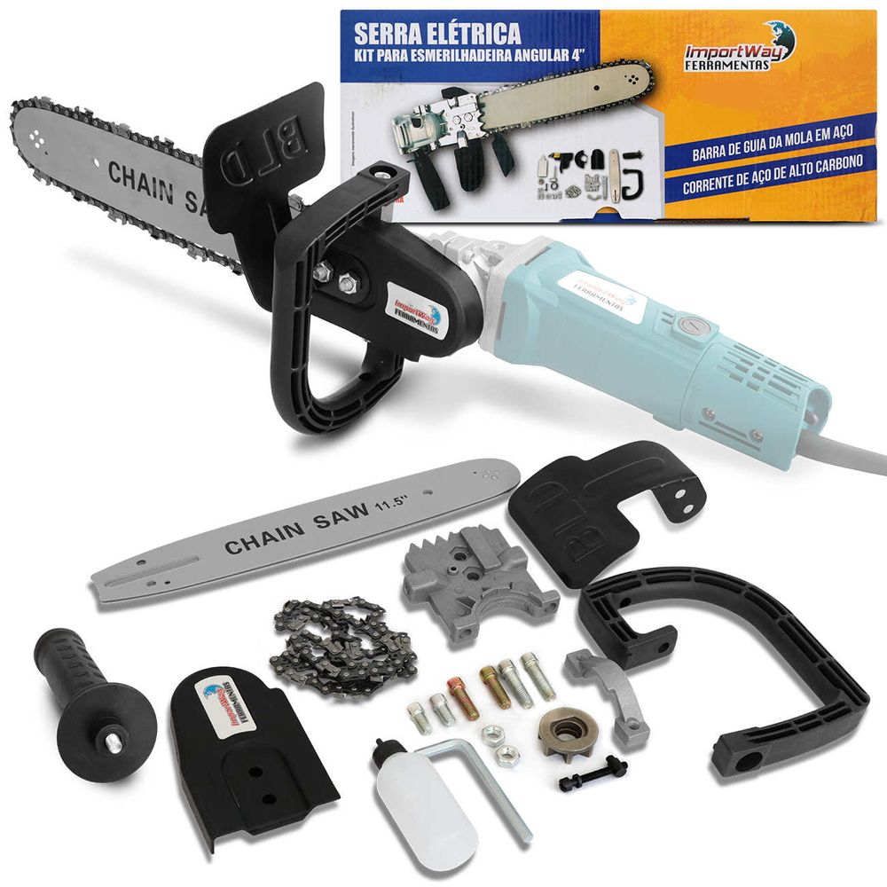 Kit Adaptador de Serra Elétrica ImportWay Corrente com 22 Dentes sem Esmerilhadeira Menor preço em Kit Adaptador de Serra Elétrica ImportWay Corrente com 22 Dentes sem Esmerilhadeira