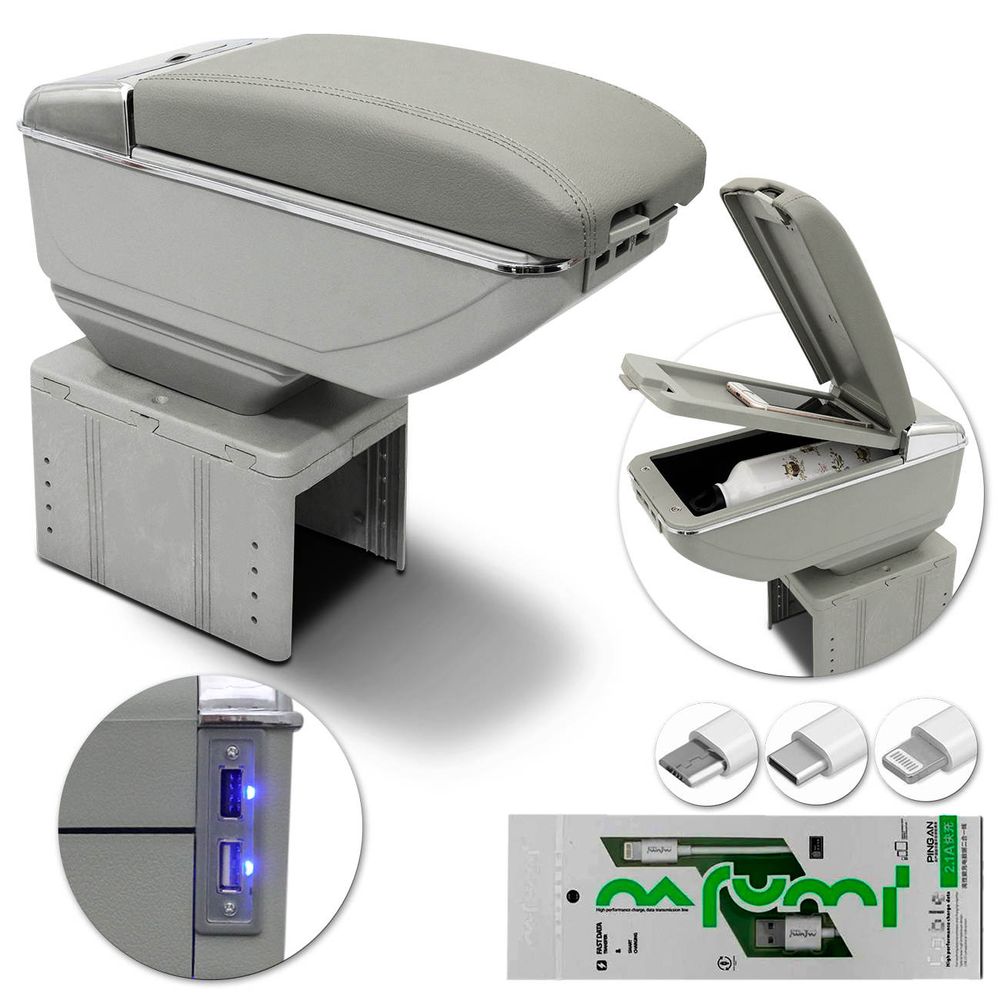 Encosto Apoio de Braço Universal 7 USB Courvin Cinza e Cromado Retrátil Porta Objetos + Brinde Menor preço em Encosto Apoio de Braço Universal 7 USB Courvin Cinza e Cromado Retrátil Porta Objetos + Brinde