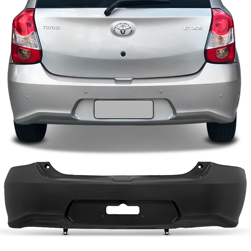 Parachoque Traseiro Toyota Etios Hatch 2017 2018 2019 2020 Preto Liso com Espaço para Placa Menor preço em Parachoque Traseiro Toyota Etios Hatch 2017 2018 2019 2020 Preto Liso com Espaço para Placa