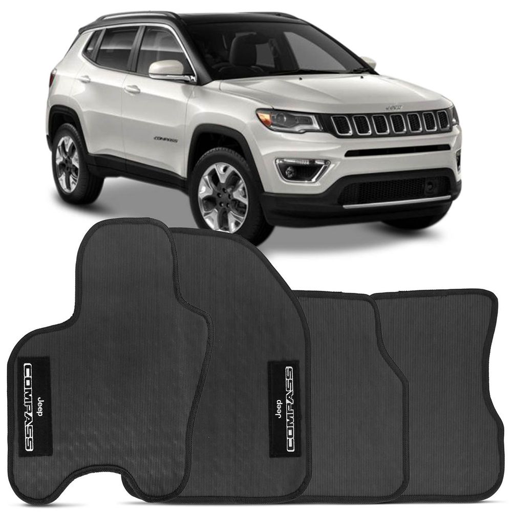 Jogo de Tapetes Borracha PVC Jeep Compass 2017 2018 2019 2020 Preto com Grafia Bordado Antiderrapant Menor preço em Jogo de Tapetes Borracha PVC Jeep Compass 2017 2018 2019 2020 Preto com Grafia Bordado Antiderrapant