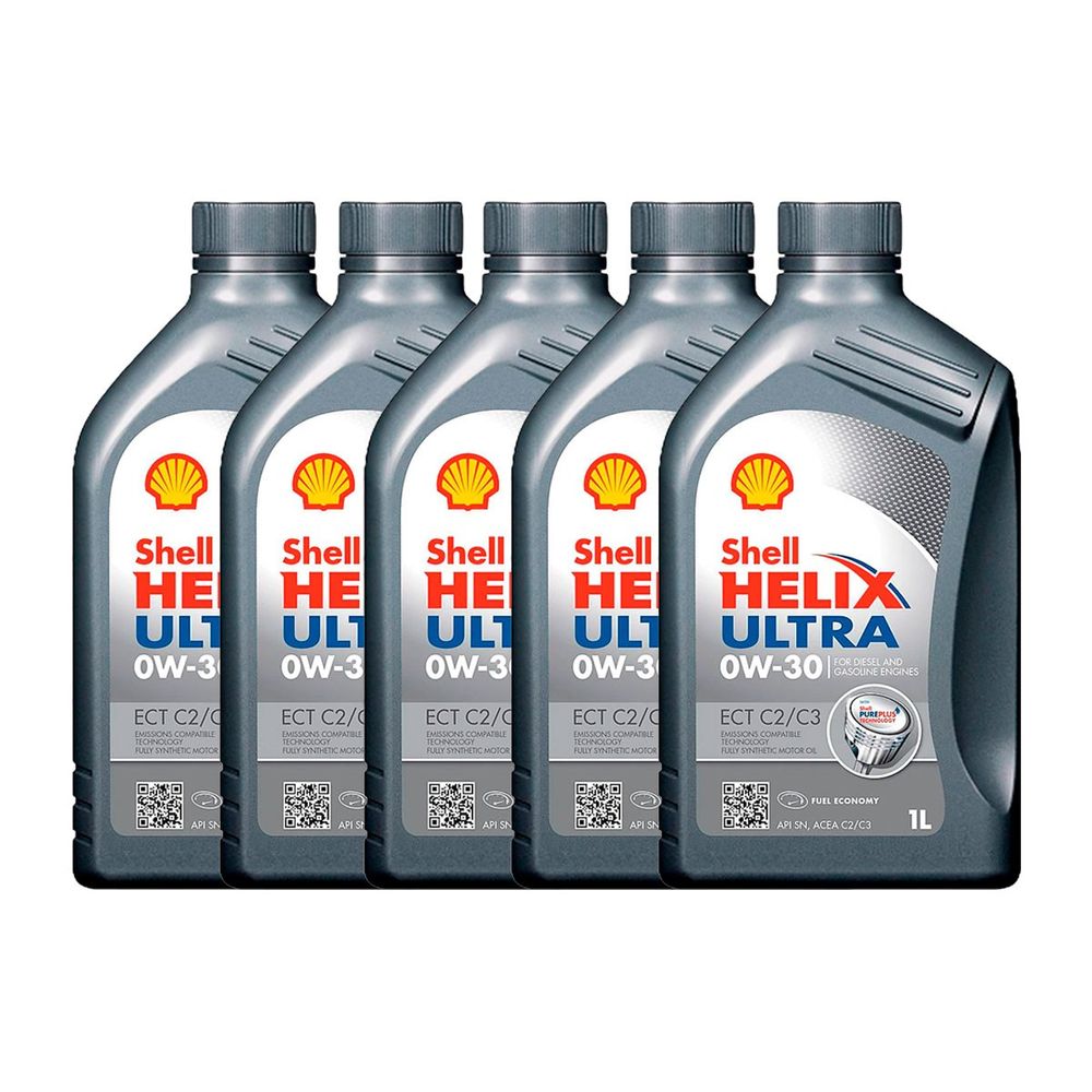 Kit 05 Litros Óleo Lubrificante Sintético 0W30 Shell Helix Ultra ECT C2/C3 Menor preço em Kit 05 Litros Óleo Lubrificante Sintético 0W30 Shell Helix Ultra ECT C2/C3