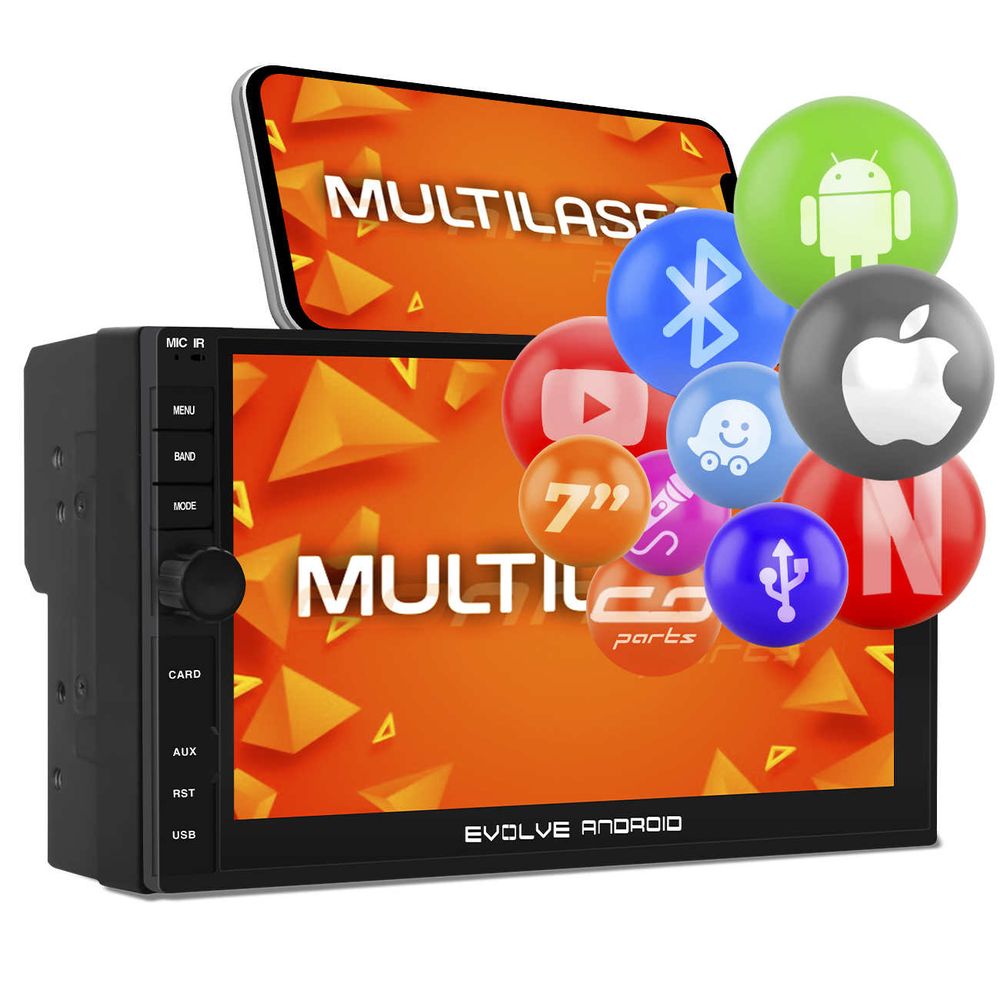 Central Multimídia Android 9.0 Multilaser Evolve Infinity GP349 7" GPS Espelhamento Android IOS BT Menor preço em Central Multimídia Android 9.0 Multilaser Evolve Infinity GP349 7" GPS Espelhamento Android IOS BT