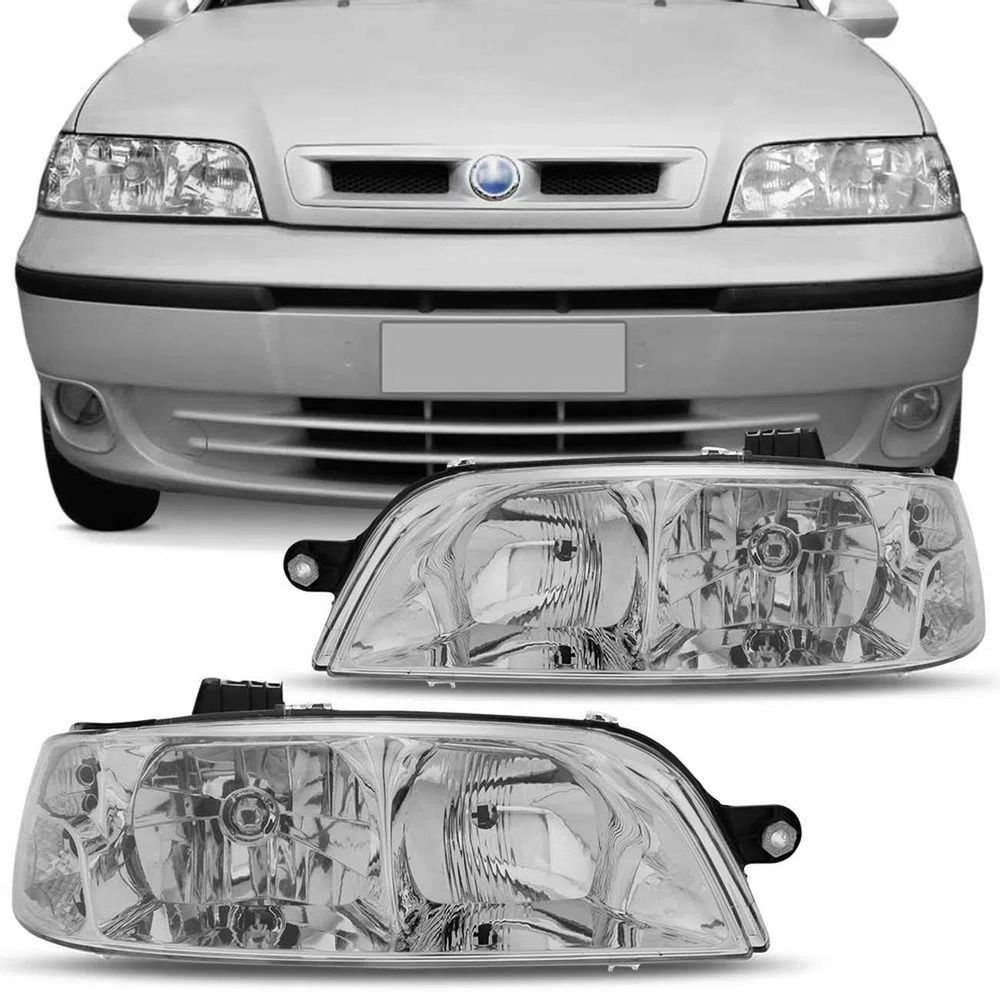 Par Farol Palio Siena Strada Weekend G2 2001 a 2007 Máscara Cromada Foco Simples Menor preço em Par Farol Palio Siena Strada Weekend G2 2001 a 2007 Máscara Cromada Foco Simples