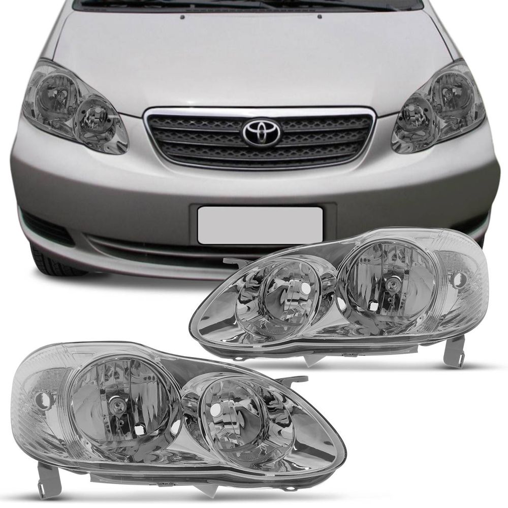 Farol Corolla Fielder 2003 2004 2005 2006 2007 2008 Máscara Cromada Foco Duplo Menor preço em Farol Corolla Fielder 2003 2004 2005 2006 2007 2008 Máscara Cromada Foco Duplo