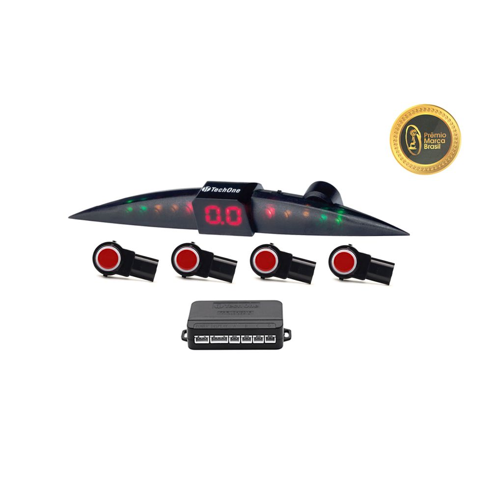Sensor de estacionamento padrão oem 4 pontas vermelho / UN / Tech one Menor preço em Sensor de estacionamento padrão oem 4 pontas vermelho / UN / Tech one