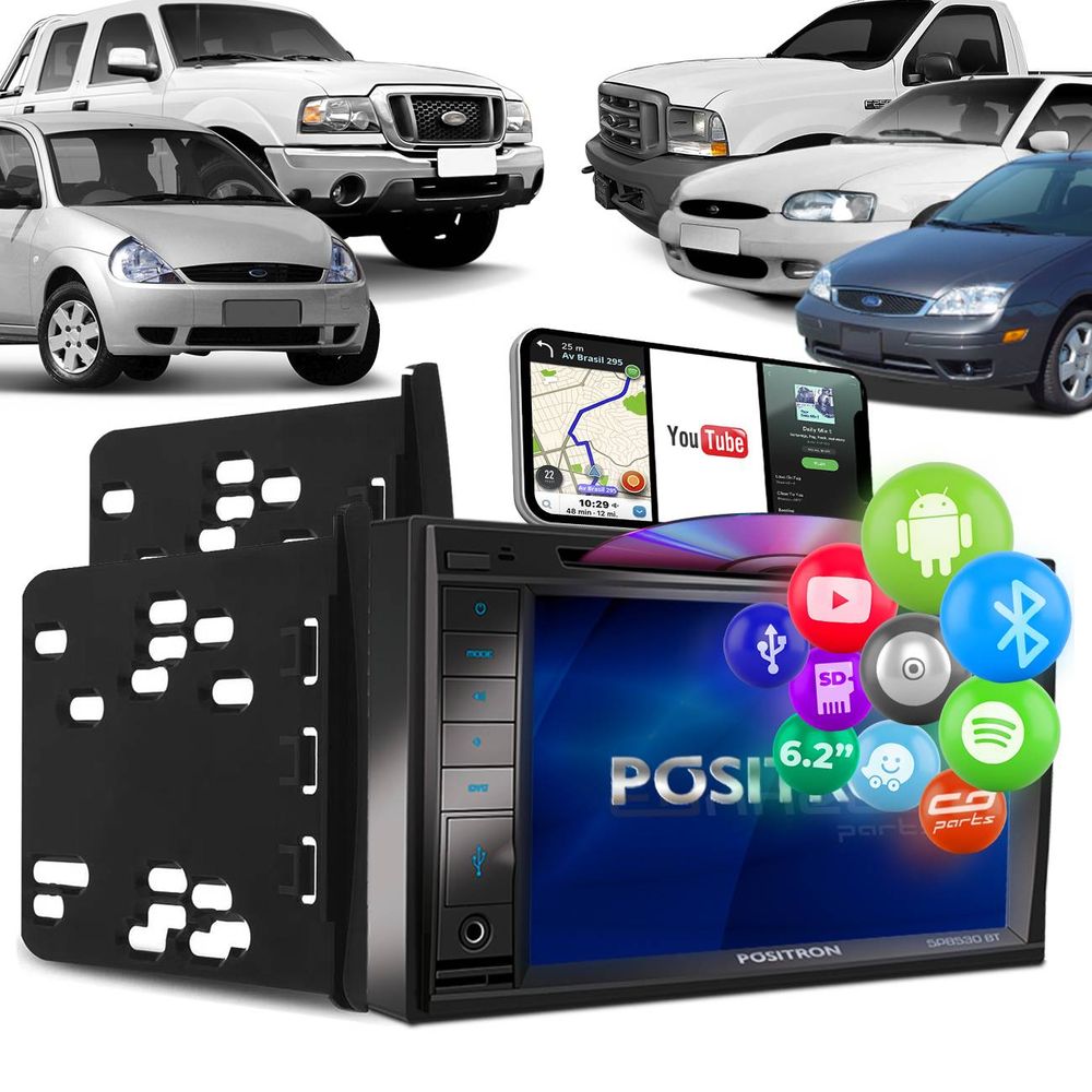 Central Multimídia Ka Focus Escort Ranger F-250 Pósitron SP8530 BT 2Din Preta Espelhamento Menor preço em Central Multimídia Ka Focus Escort Ranger F-250 Pósitron SP8530 BT 2Din Preta Espelhamento