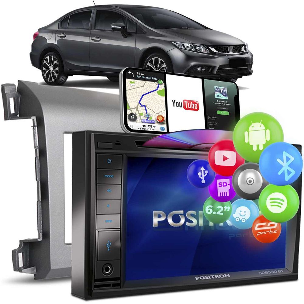 Central Multimidia New Civic 2012 2013 2014 2015 2016 Pósitron SP8530BT BT 6.2 2 Din Espelhamento Menor preço em Central Multimidia New Civic 2012 2013 2014 2015 2016 Pósitron SP8530BT BT 6.2 2 Din Espelhamento