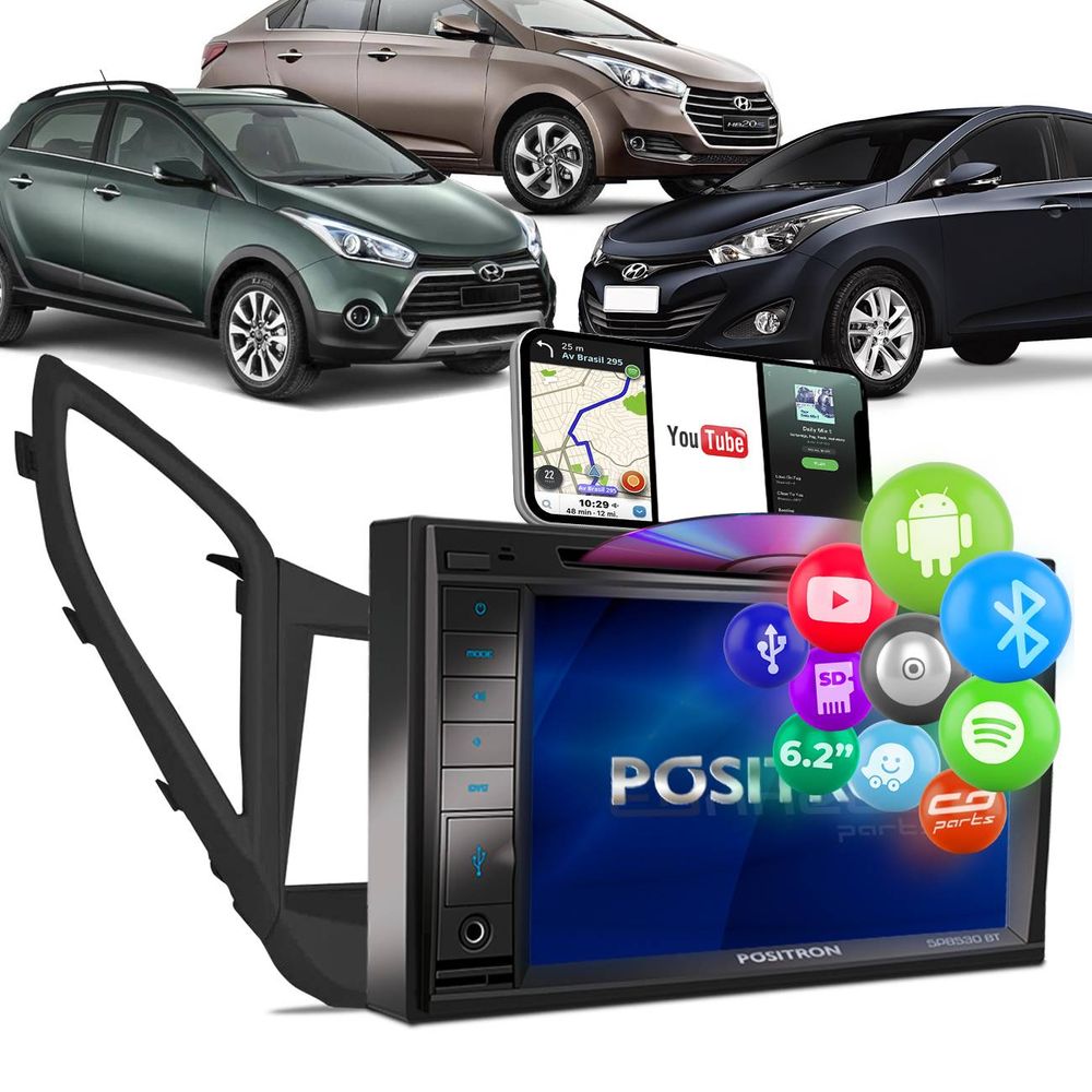 Central Multimídia Automotiva Pósitron SP8530 BT 6.2" Moldura 2Din 7" HB20 HB20S HB20X Preta Menor preço em Central Multimídia Automotiva Pósitron SP8530 BT 6.2" Moldura 2Din 7" HB20 HB20S HB20X Preta