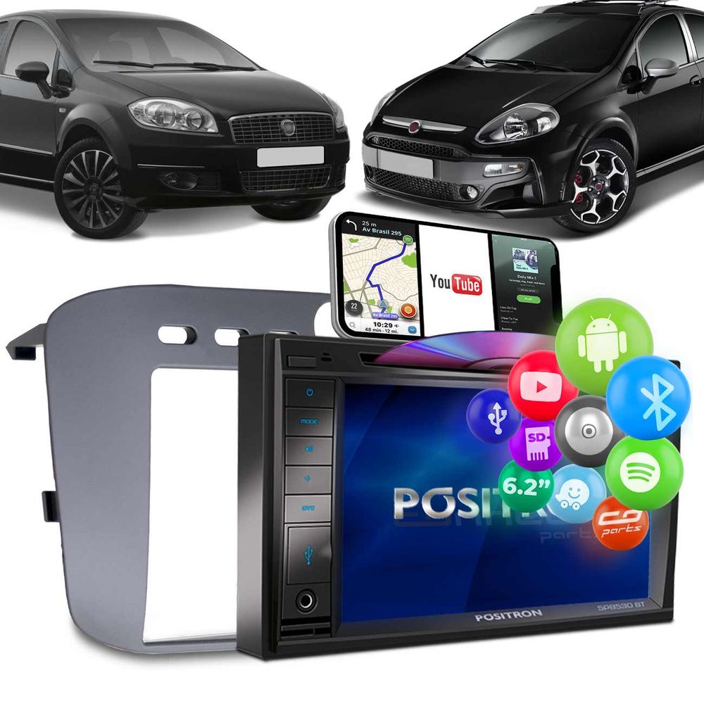 Central Multimídia Linea Punto Pósitron SP8530 BT 2 Din Preto Fosco Espelhamento Menor preço em Central Multimídia Linea Punto Pósitron SP8530 BT 2 Din Preto Fosco Espelhamento