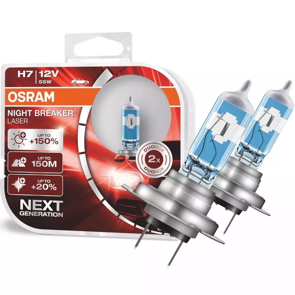 Par Lâmpada Osram Halógena H7 Night Breaker Laser 3900K 60 55W 12V Farol Menor preço em Par Lâmpada Osram Halógena H7 Night Breaker Laser 3900K 60 55W 12V Farol