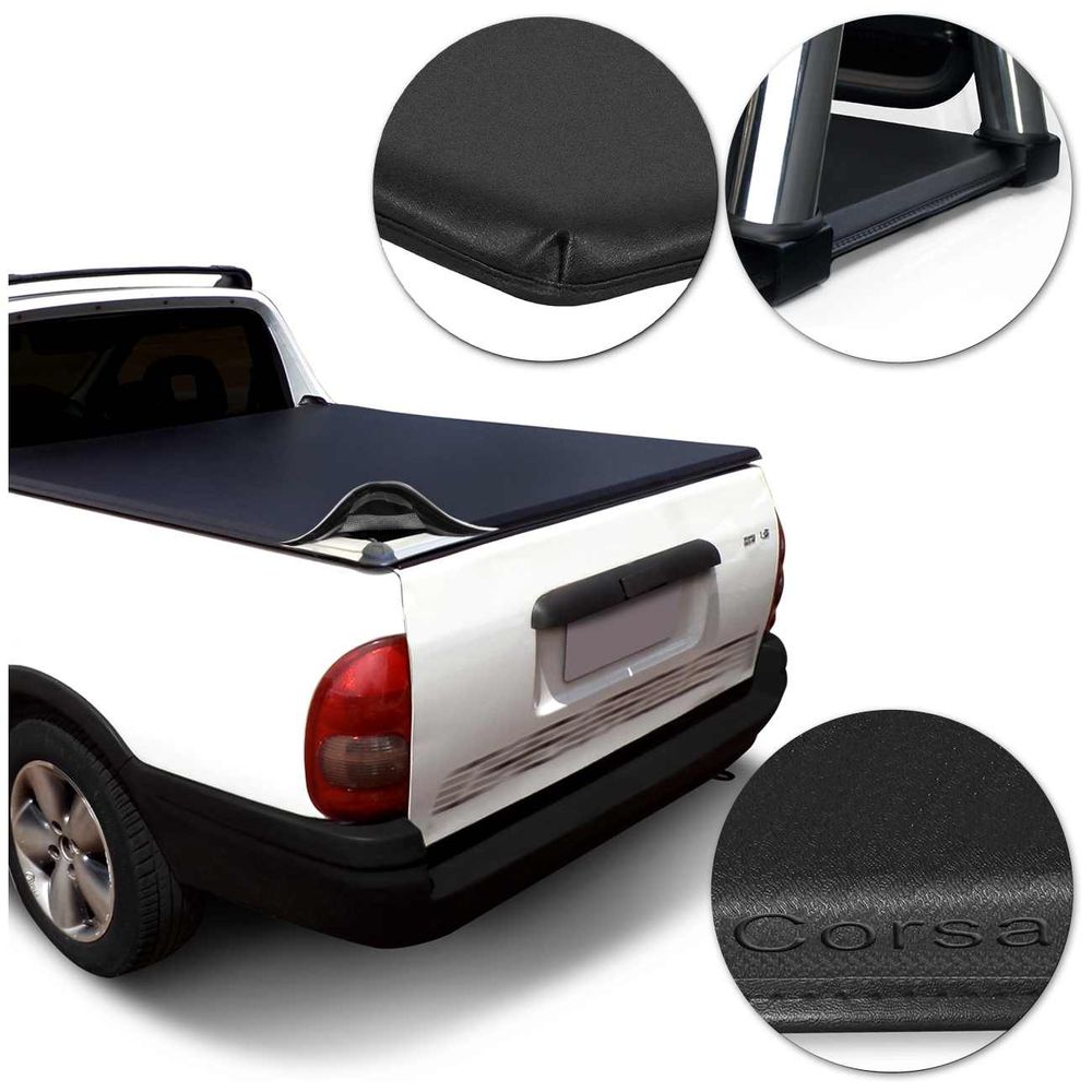 Capota Marítima Baguete Pick-up Corsa 1995 a 2003 Sem Grade Preta Menor preço em Capota Marítima Baguete Pick-up Corsa 1995 a 2003 Sem Grade Preta