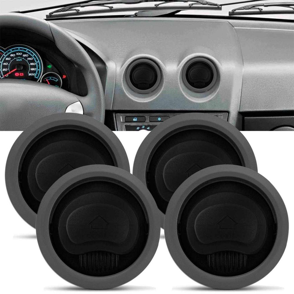 Kit 4 Difusor de Ar Painel Central Lateral Celta 2007 a 2016 Prisma 2007 a 2012 Preto e Grafite Menor preço em Kit 4 Difusor de Ar Painel Central Lateral Celta 2007 a 2016 Prisma 2007 a 2012 Preto e Grafite