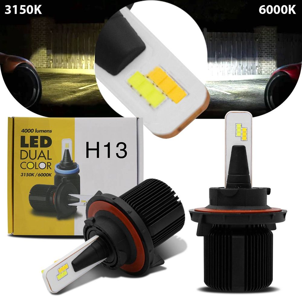 Par Lâmpada Super LED 3150K 6000K 8000 Lúmens Shocklight Dual Color 2D Efeito Xênon Carro Menor preço em Par Lâmpada Super LED 3150K 6000K 8000 Lúmens Shocklight Dual Color 2D Efeito Xênon Carro
