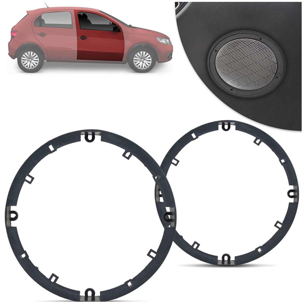 Par de Aro Gol Saveiro Voyage Fox Polo Adaptador para Alto-falante Preto 6 Polegadas Dianteiro Menor preço em Par de Aro Gol Saveiro Voyage Fox Polo Adaptador para Alto-falante Preto 6 Polegadas Dianteiro
