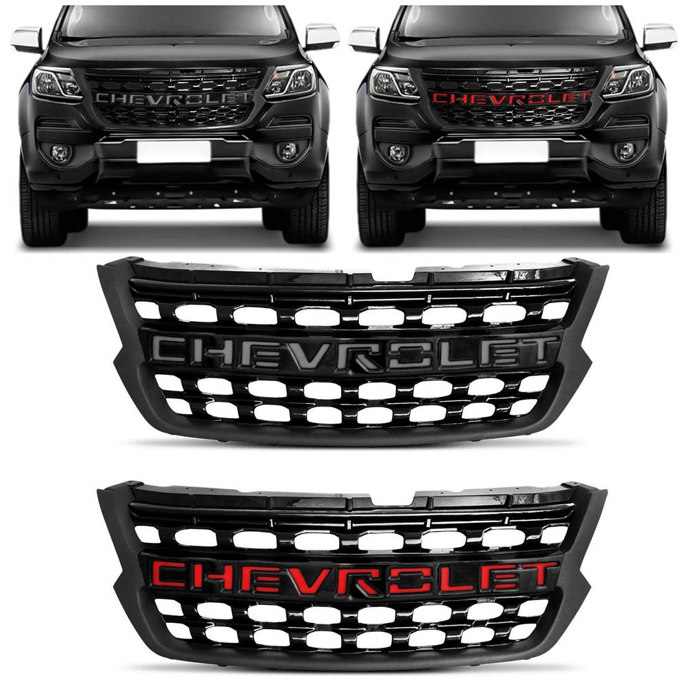 Grade Dianteira S10 Trailblazer Colorado 2017 2018 2019 2020 Preta e Grafite com Grafia Menor preço em Grade Dianteira S10 Trailblazer Colorado 2017 2018 2019 2020 Preta e Grafite com Grafia