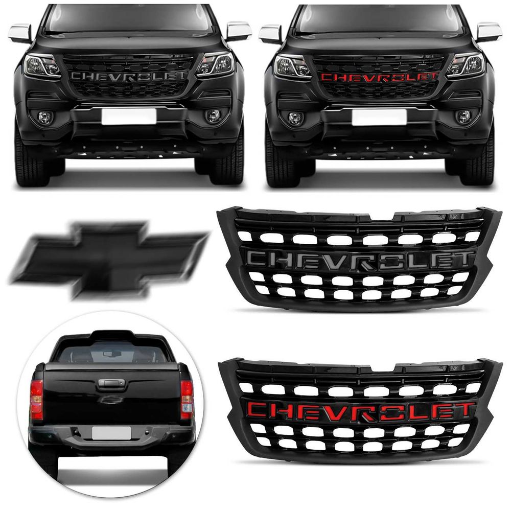 Grade Dianteira S10 Colorado 2017 2018 2019 2020 com Grafia + Emblema Traseiro Black Series Menor preço em Grade Dianteira S10 Colorado 2017 2018 2019 2020 com Grafia + Emblema Traseiro Black Series
