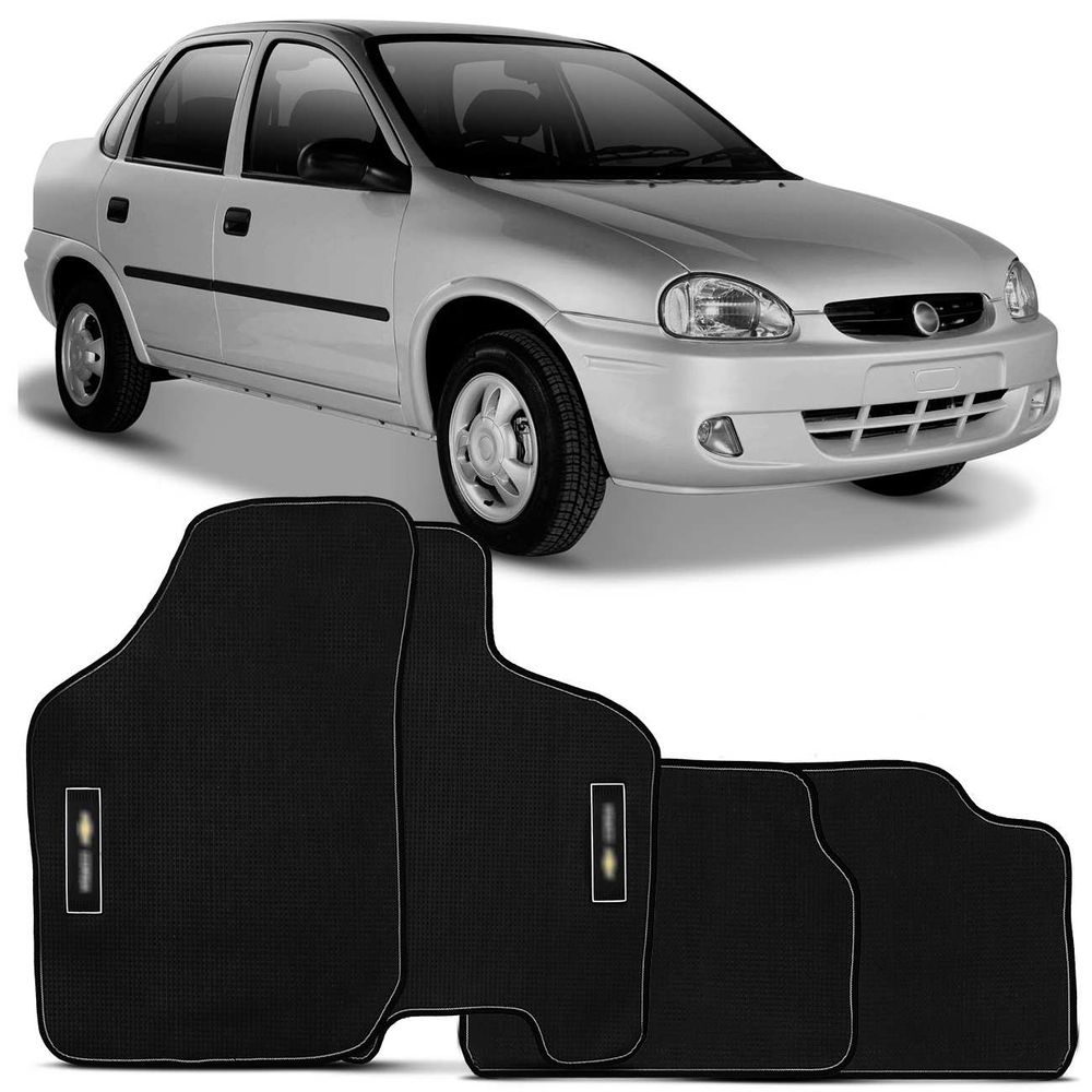 Jogo de Tapete Borracha PVC Corsa Sedan 1996 a 2002 Preto com Grafia e Emblema 4 Peças Impermeável Menor preço em Jogo de Tapete Borracha PVC Corsa Sedan 1996 a 2002 Preto com Grafia e Emblema 4 Peças Impermeável