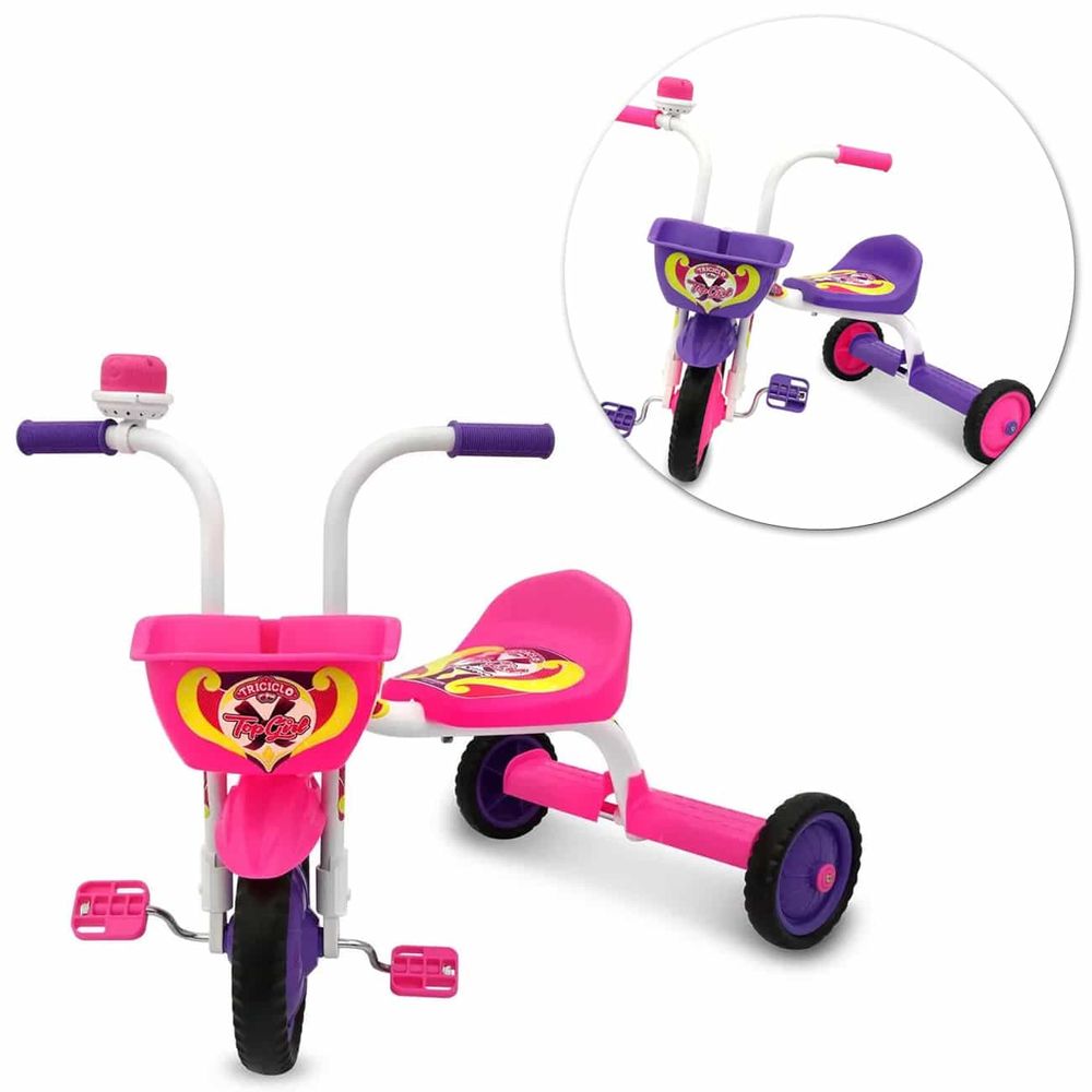 Triciclo Infantil Motoca Menina Top Girl Ultra Bike com Buzina e Cestinha Pro Tork Menor preço em Triciclo Infantil Motoca Menina Top Girl Ultra Bike com Buzina e Cestinha Pro Tork